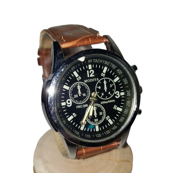 Modiya Men's Blue Sport Quartz Analog Watch Belt style imitation leather band - Picture 1 of 4